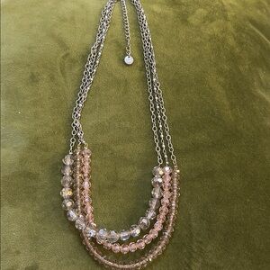 LOFT Silver and Pink Multi-Strand Necklace